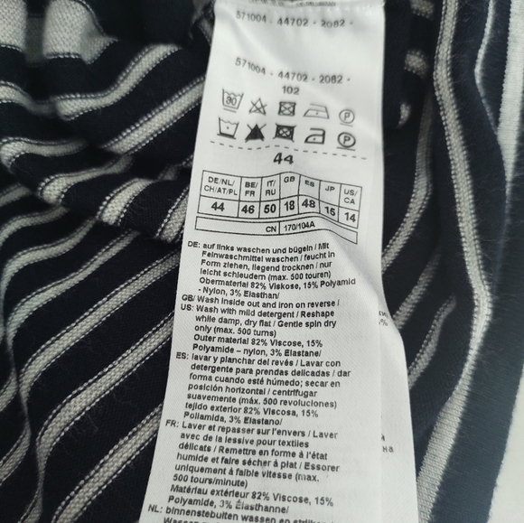 Navy and Gray Stripe Tunic Length Boat Neck Sweater | Size 14 | GERRY WEBER | - Picture 9 of 11